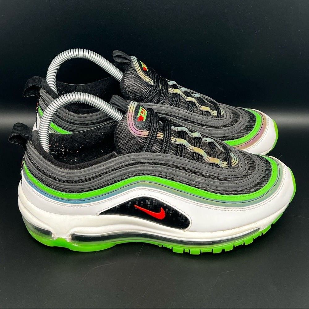 Nike Air‎ Max 97 GS Black Green Running Shoes CI4427-001 Men's Sz 6 Women's 7.5